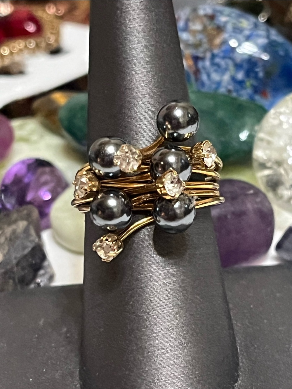 Pearl Rhinestone Ring - Picture 2 of 10